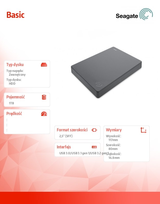 Išorinis kietasis diskas Seagate Basic, 2.5'', 1TB, USB 3.0