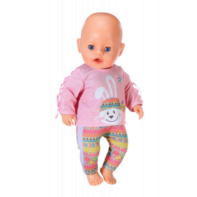 Baby born megztinis su zuikiu ir kutais + šortai lėlei 43 cm