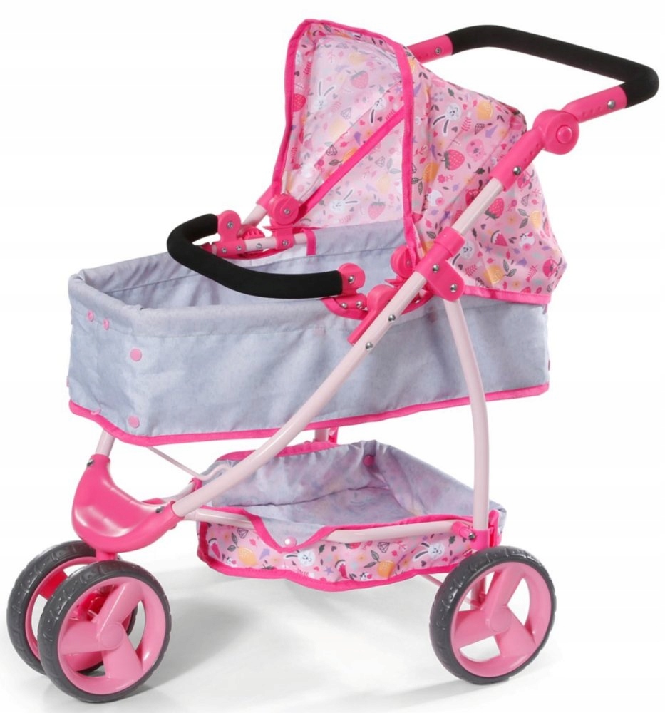 Baby born vežimėlis su baldakimu 36 ir 43 cm lėlėms, sulankstomas, 2 viename