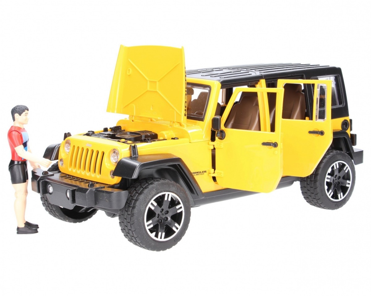 Automobilis jeep wrangler ir dviratininkas su kalnų dviračiu bruder, 02543