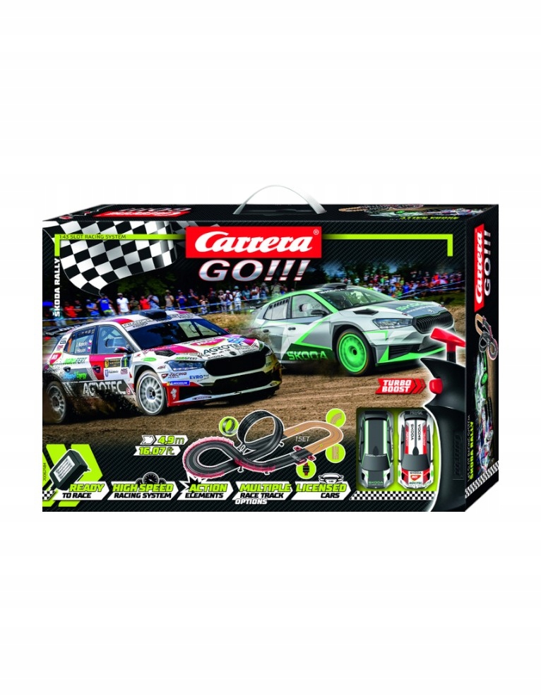 'Carrera Go!' lenktynių trasa su 'Škoda Rally' automobiliu