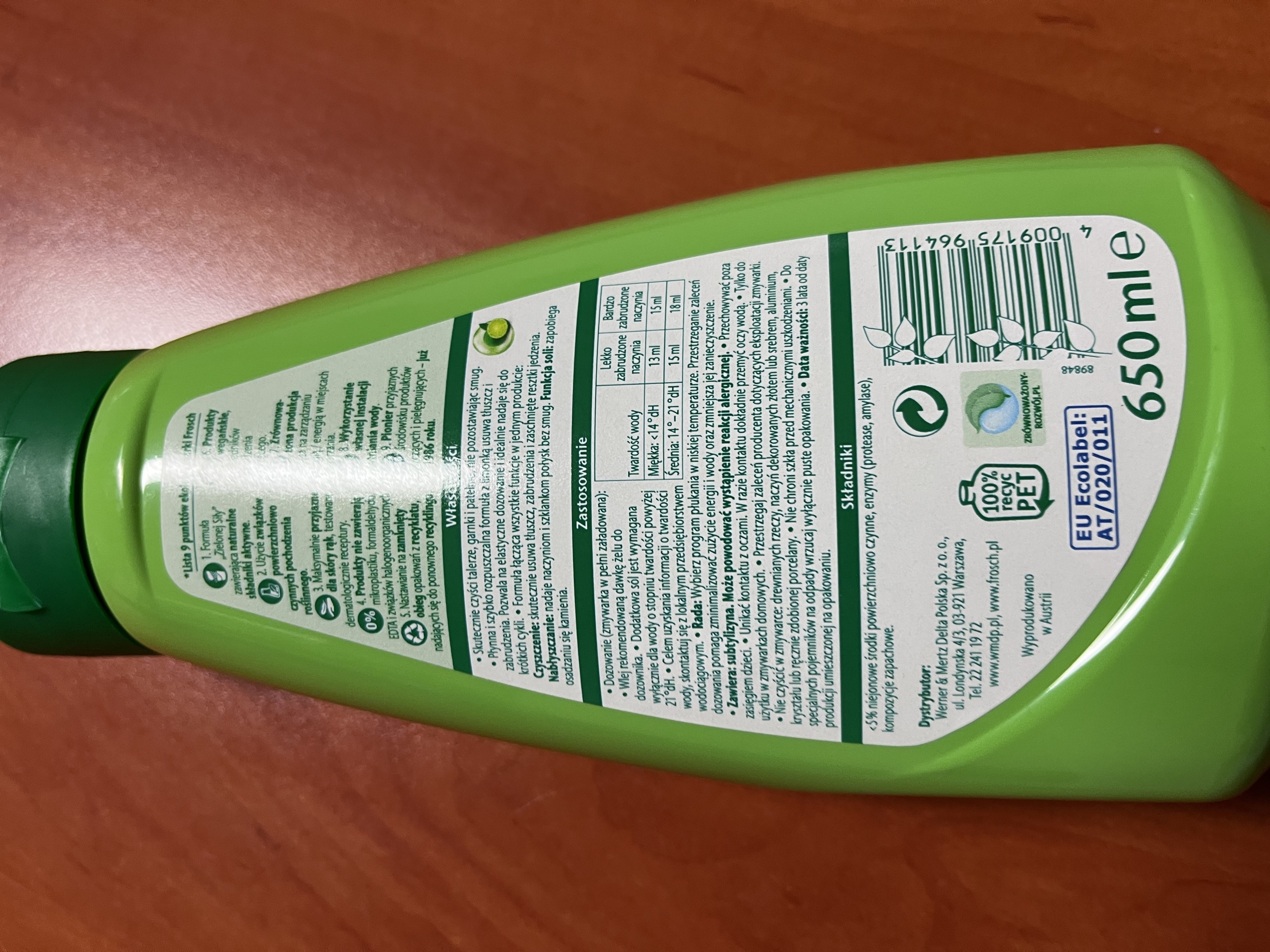 Frosch lime viskas viename indaplovės gelis, 40 plovimų