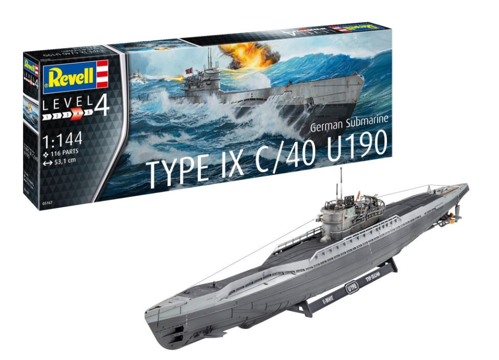Revell - german submarine type ix c/40 (u190), 1/144, 05167