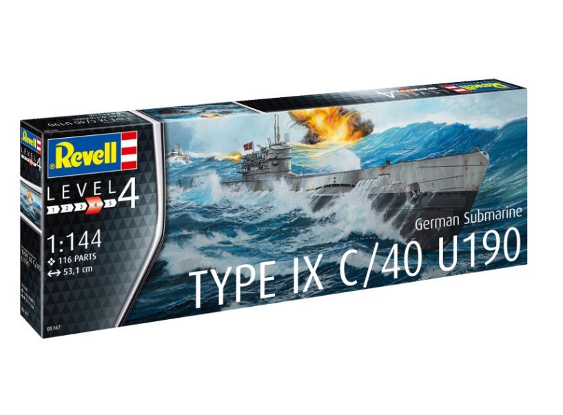 Revell - german submarine type ix c/40 (u190), 1/144, 05167
