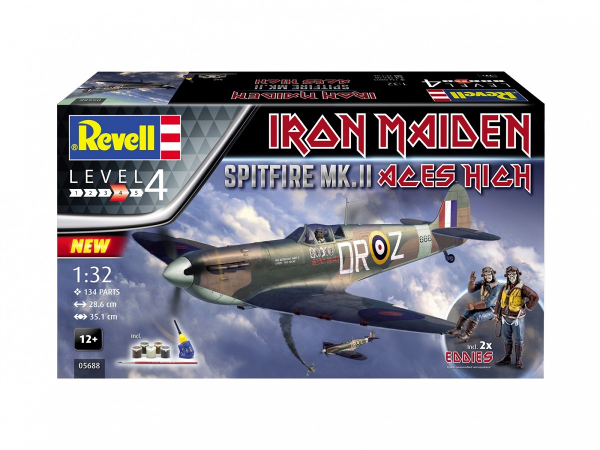 Revell - spitfire mk.ii aces high 35th anniversary iron maiden dovanų komplektas, 1/32, 05688