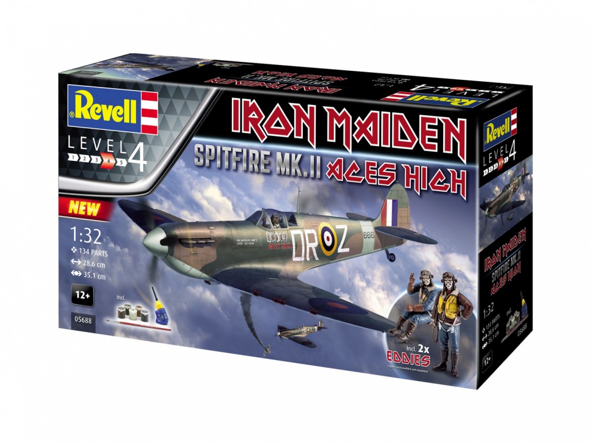 Revell - spitfire mk.ii aces high 35th anniversary iron maiden dovanų komplektas, 1/32, 05688