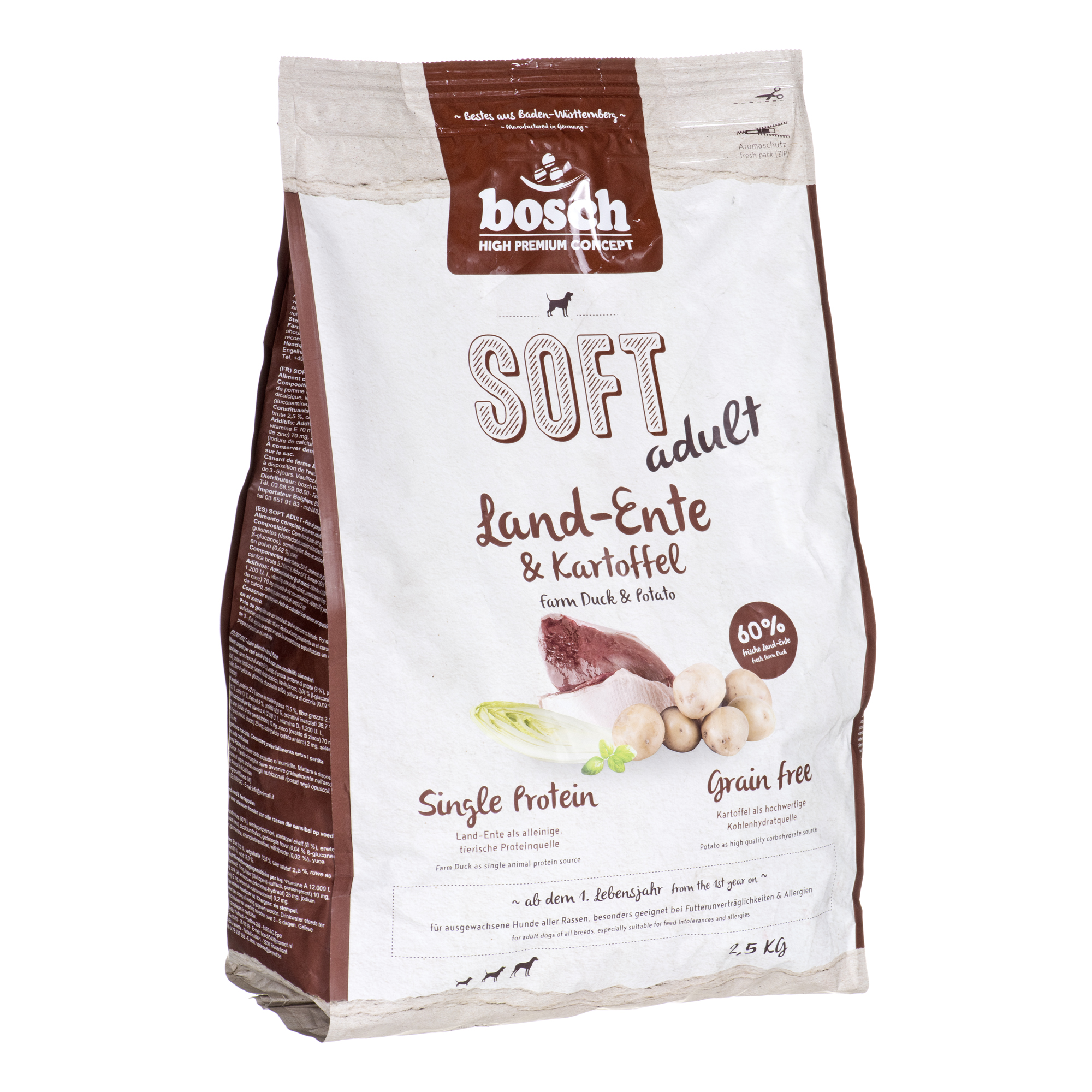 Bosch petfood plus hpc soft+ farm duck begrūdis (vieno baltymo) 2,5kg