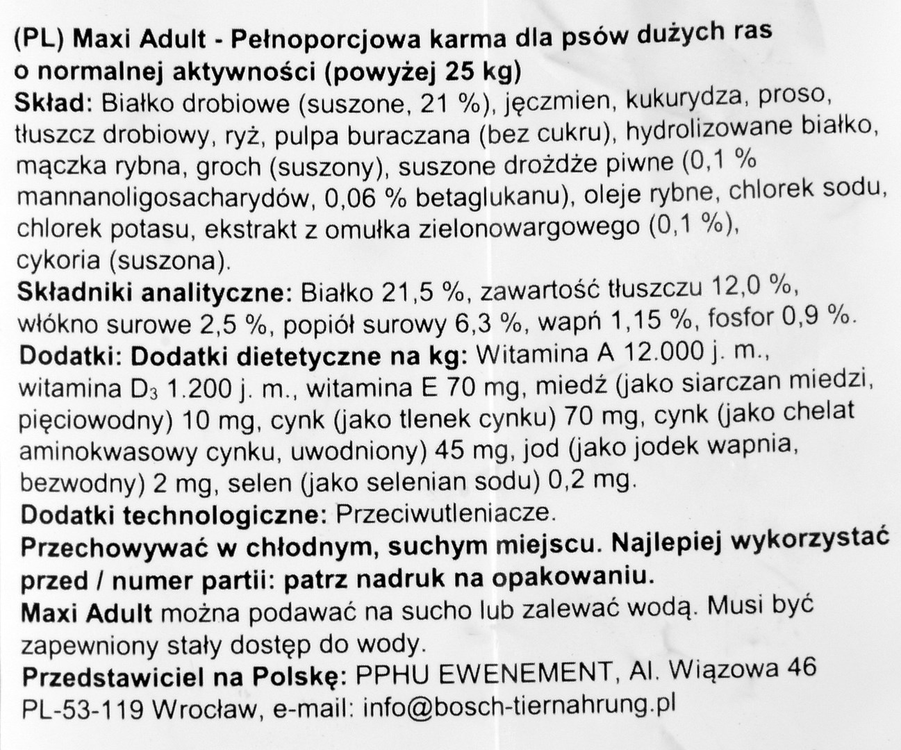 Bosch petfood maxi adult (high premium) 15 kg