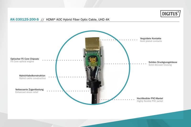 Hdmi laidas digitus ak-330125-200-s, hdmi, 20 m