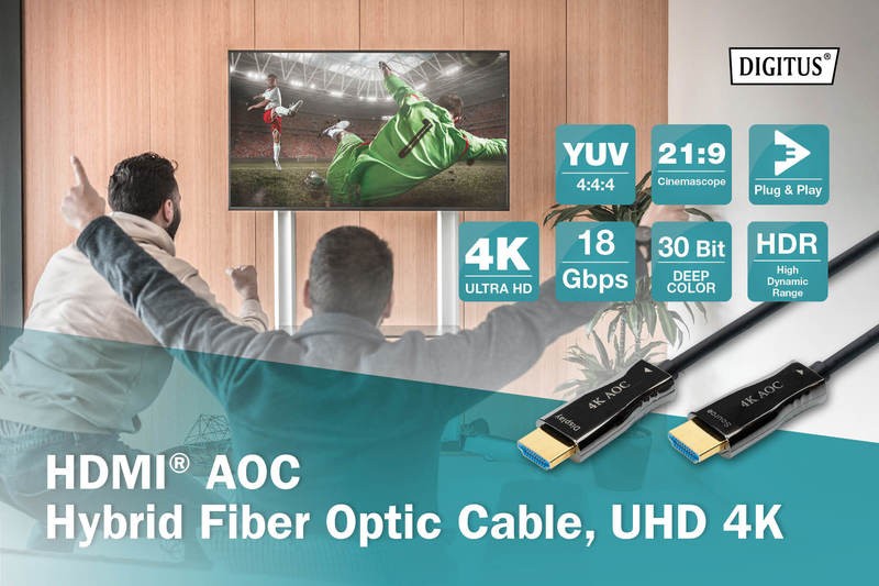 Hdmi laidas digitus ak-330125-200-s, hdmi, 20 m
