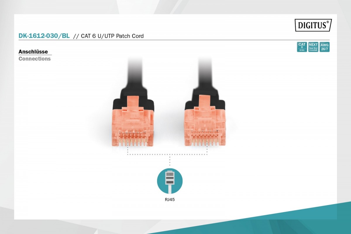 Tinklo laidas digitus dk-1612-030/bl, rj45, 3 m