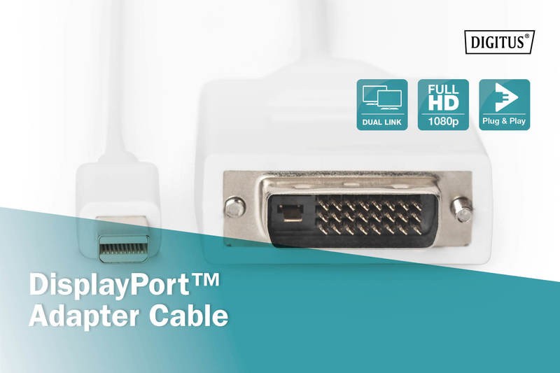 Assman kabel displayport 1.1a mini dp-dvi typa mm 2.0m