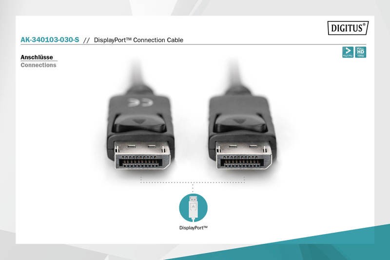 Hdmi laidas assmann ak-340103-030-s, hdmi/dp, 3 m