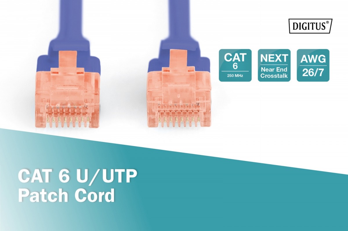 Tinklo laidas digitus dk-1612-020/b, rj45, 2 m
