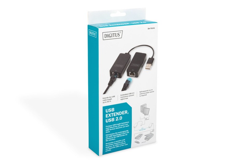 Kompiuterio laidas digitus da-70141, usb-a/rj45, 50 m