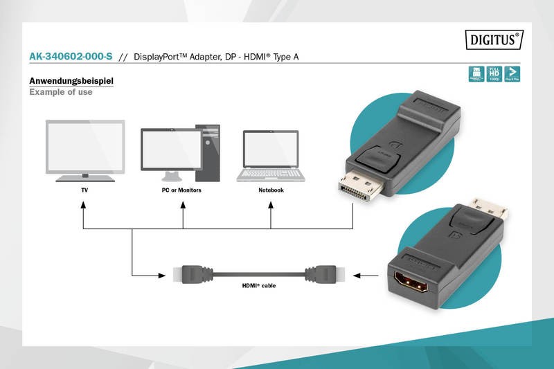 Hdmi laidas assmann, dp/hdmi