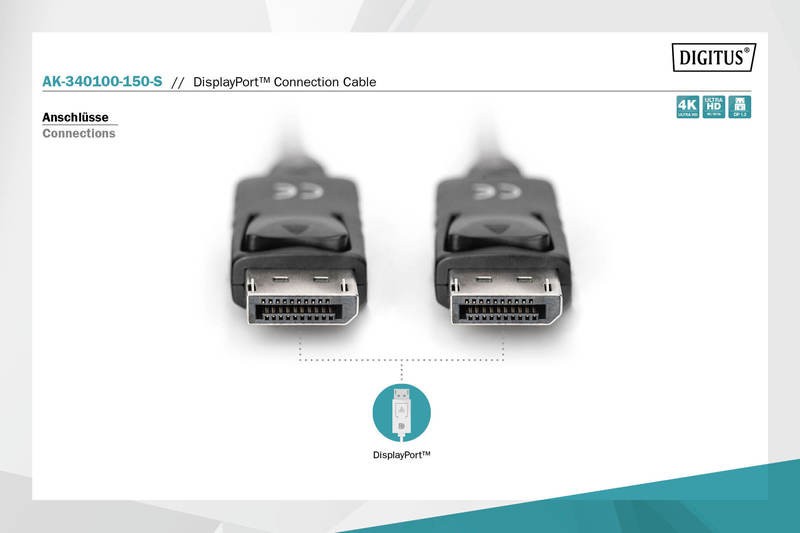 Hdmi laidas digitus ak-340100-150-s, dp, 15 m