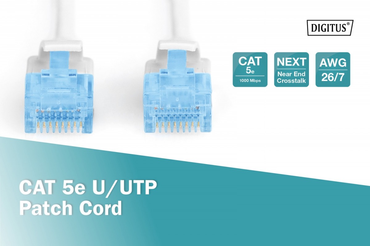 Tinklo laidas digitus dk-1512-050/wh, rj45, 5 m