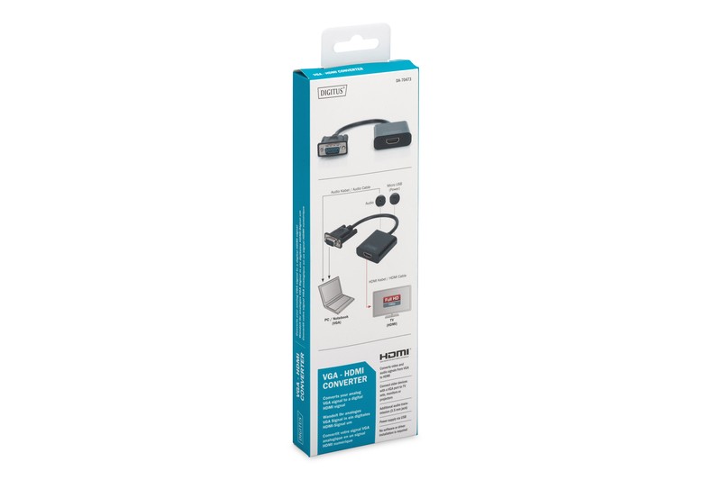 Digitus, hdmi/usb-a/d-sub, 15 cm