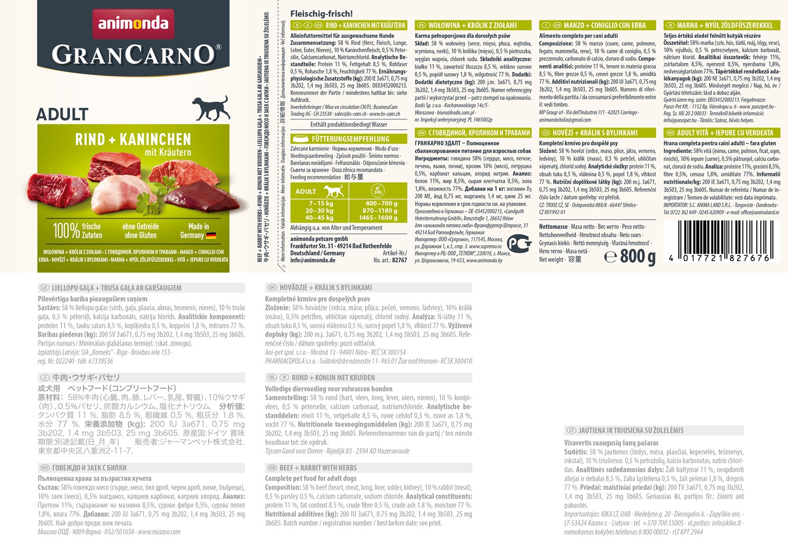 Animonda Grancarno Konservai, 800 G