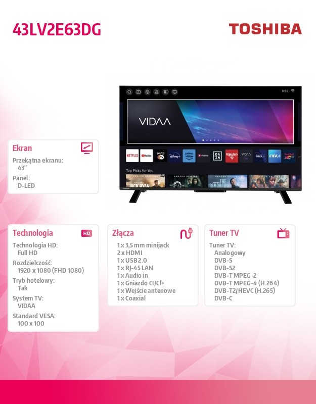 Led televizorius 43 colių 43lv2e63dg