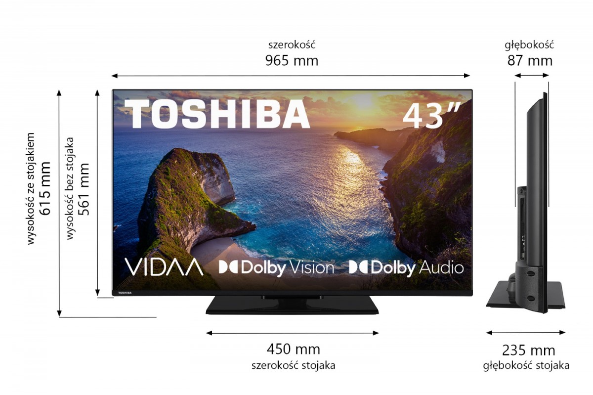 43 colių 4K HDR televizorius su VIDAA ir Dolby Vision