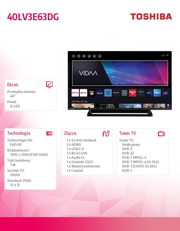 Toshiba 40 colių full hd išmanusis televizorius