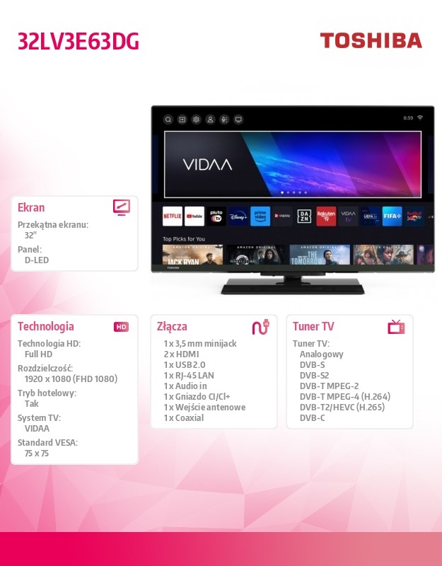 Toshiba 32 colių full hd išmanusis televizorius