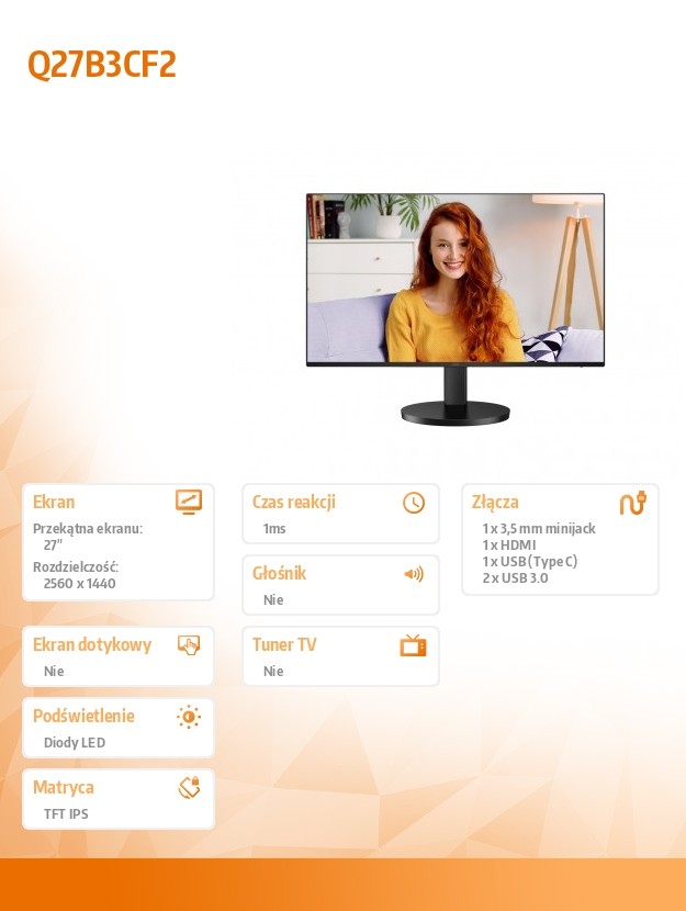 Monitorius aoc q27b3cf2, 27