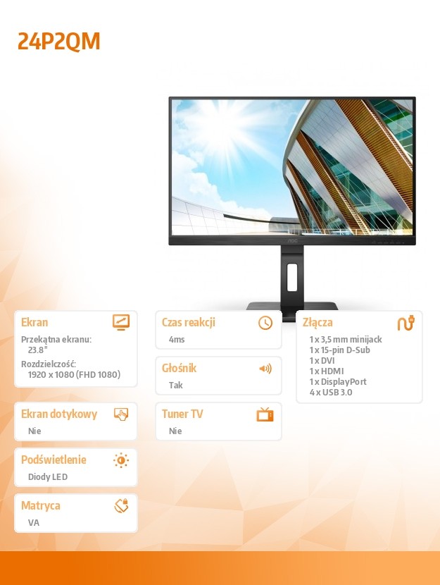 Monitorius aoc 24p2qm, 23.8