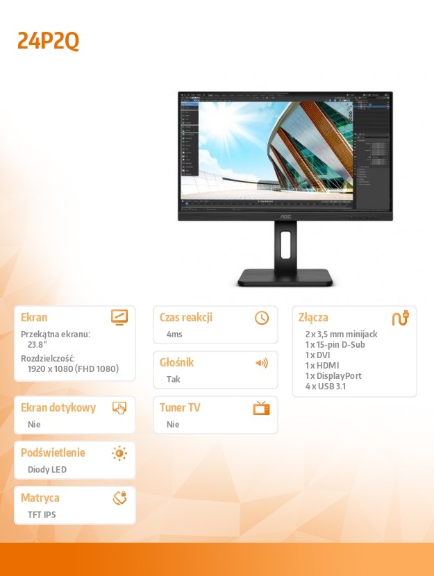 Monitorius aoc 24p2q, 23.8