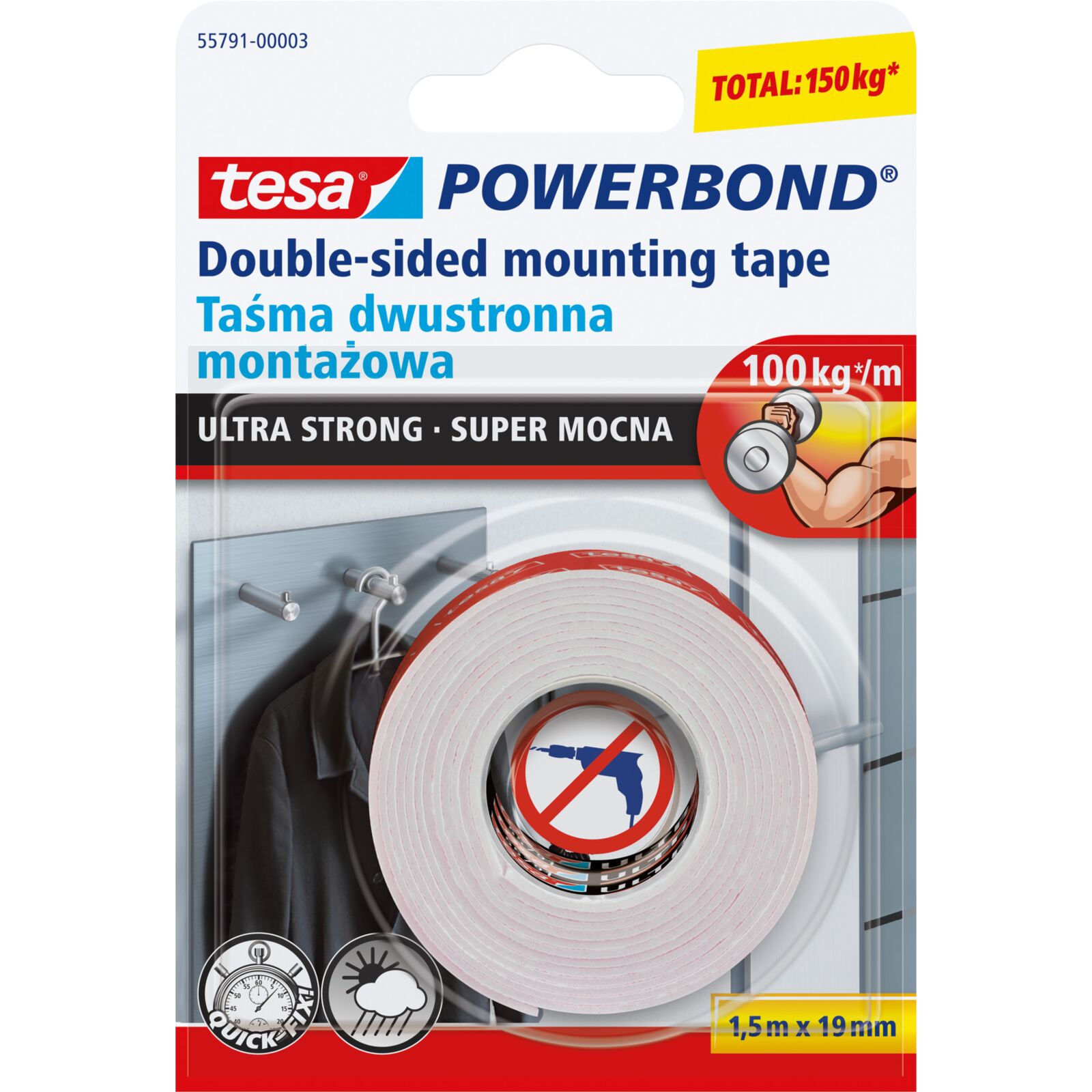 Dvipusio lipnumo juosta tesa ultra strong 1,5mx19mm