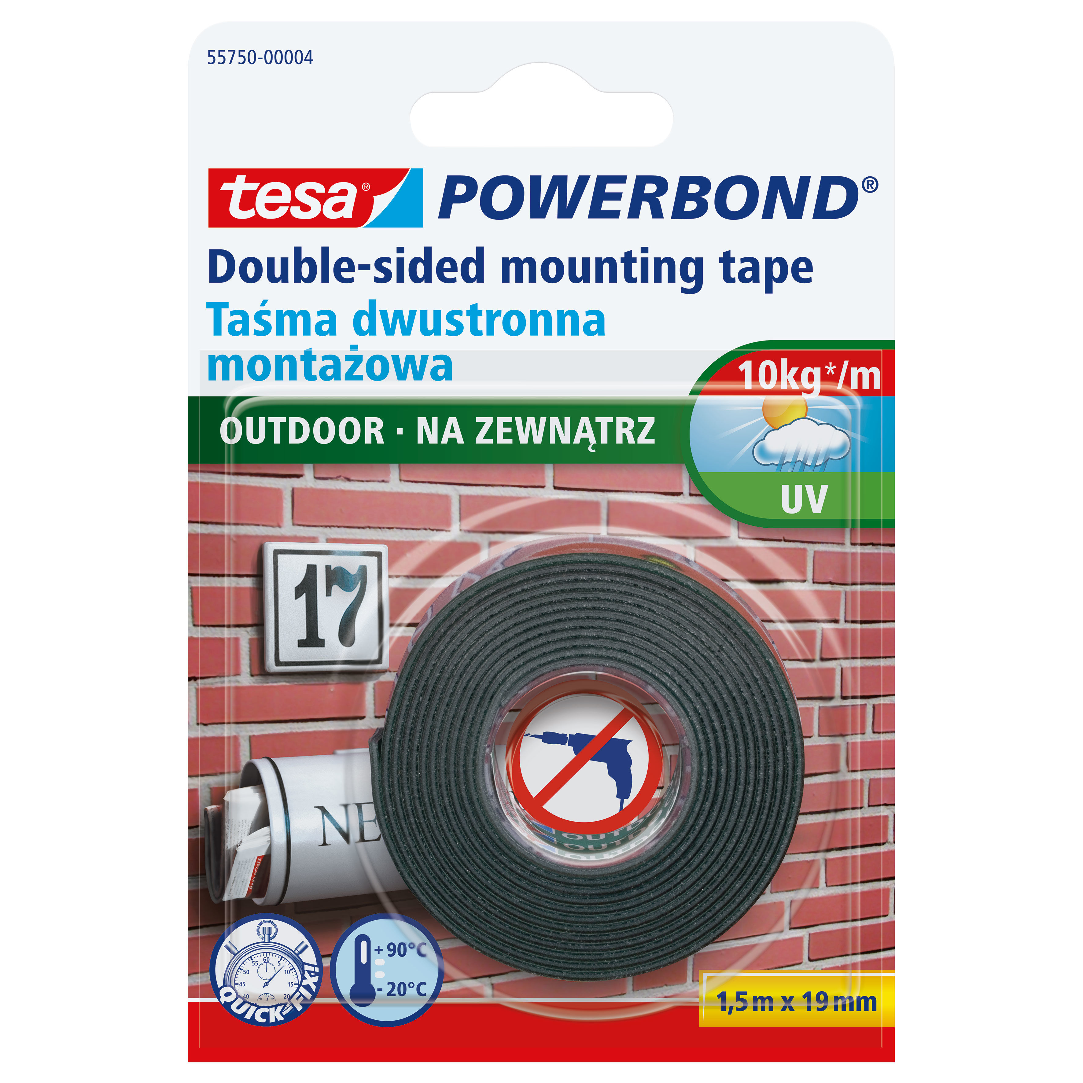 Dvipusio lipnumo juosta tesa outdoor 1,5mx19mm