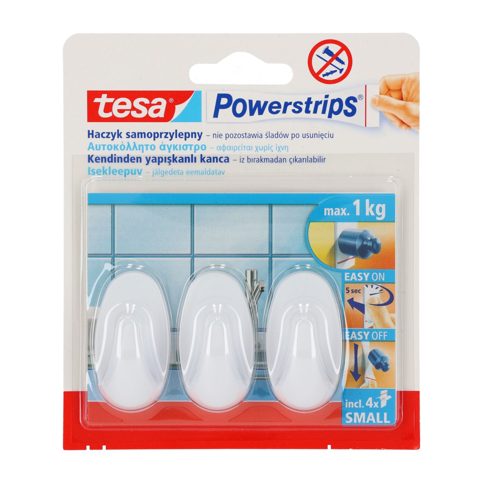 Tesa kabliukai powerstrips small ovale balti 3 vnt.