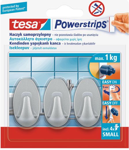 Tesa kabliukai powerstrips small ovale balti 3 vnt.