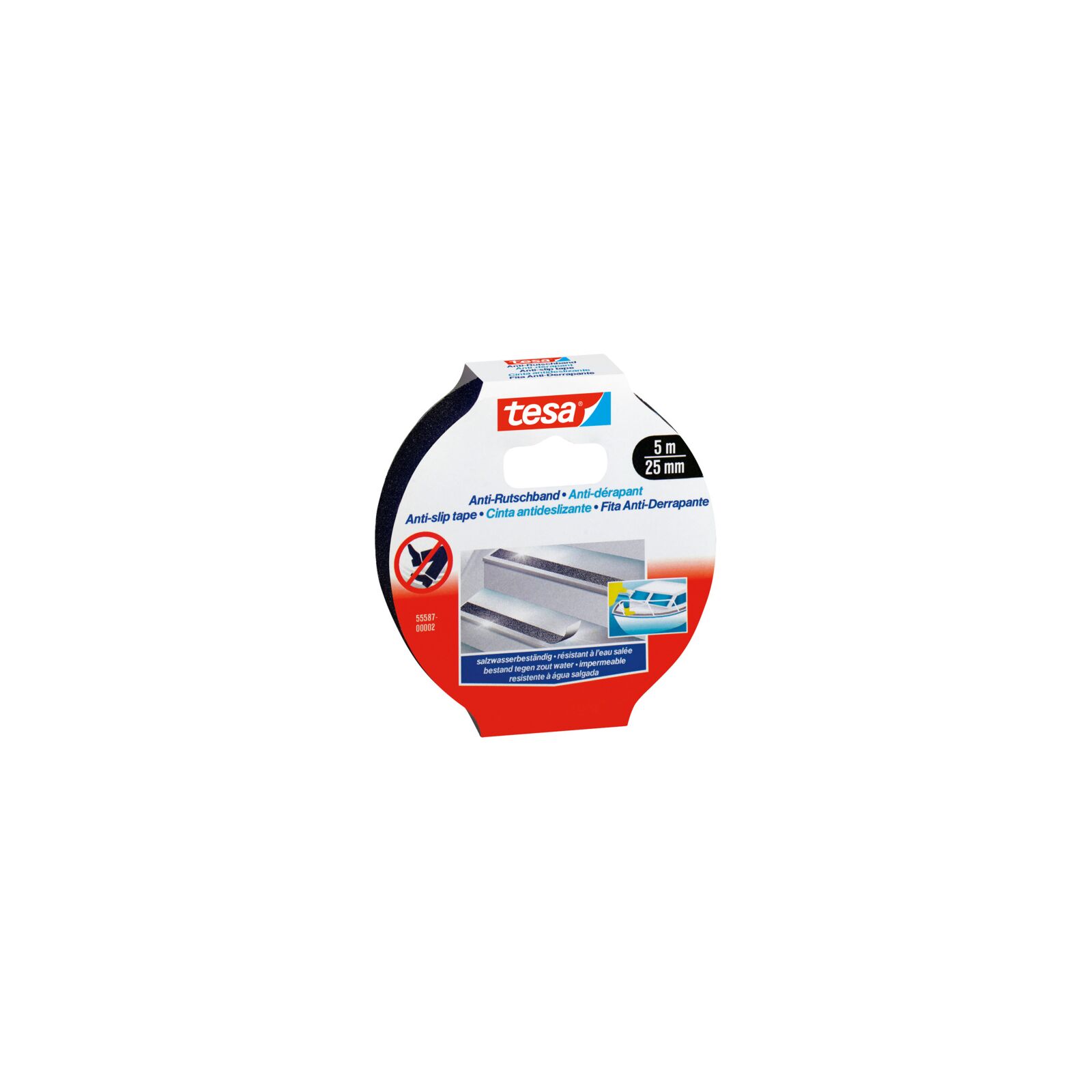 Slydimą mažinanti juosta tesa® (juoda), 5m x 25mm