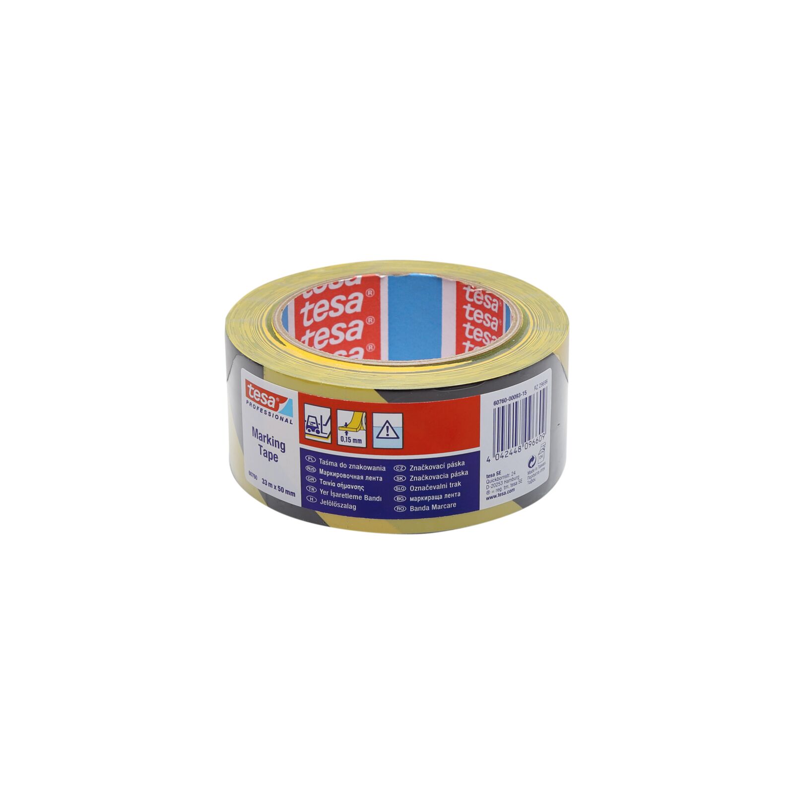 Barjerinė ir įspėjamoji grindų ženklinimo juosta tesaflex® (geltona/juoda), 33m x 50mm
