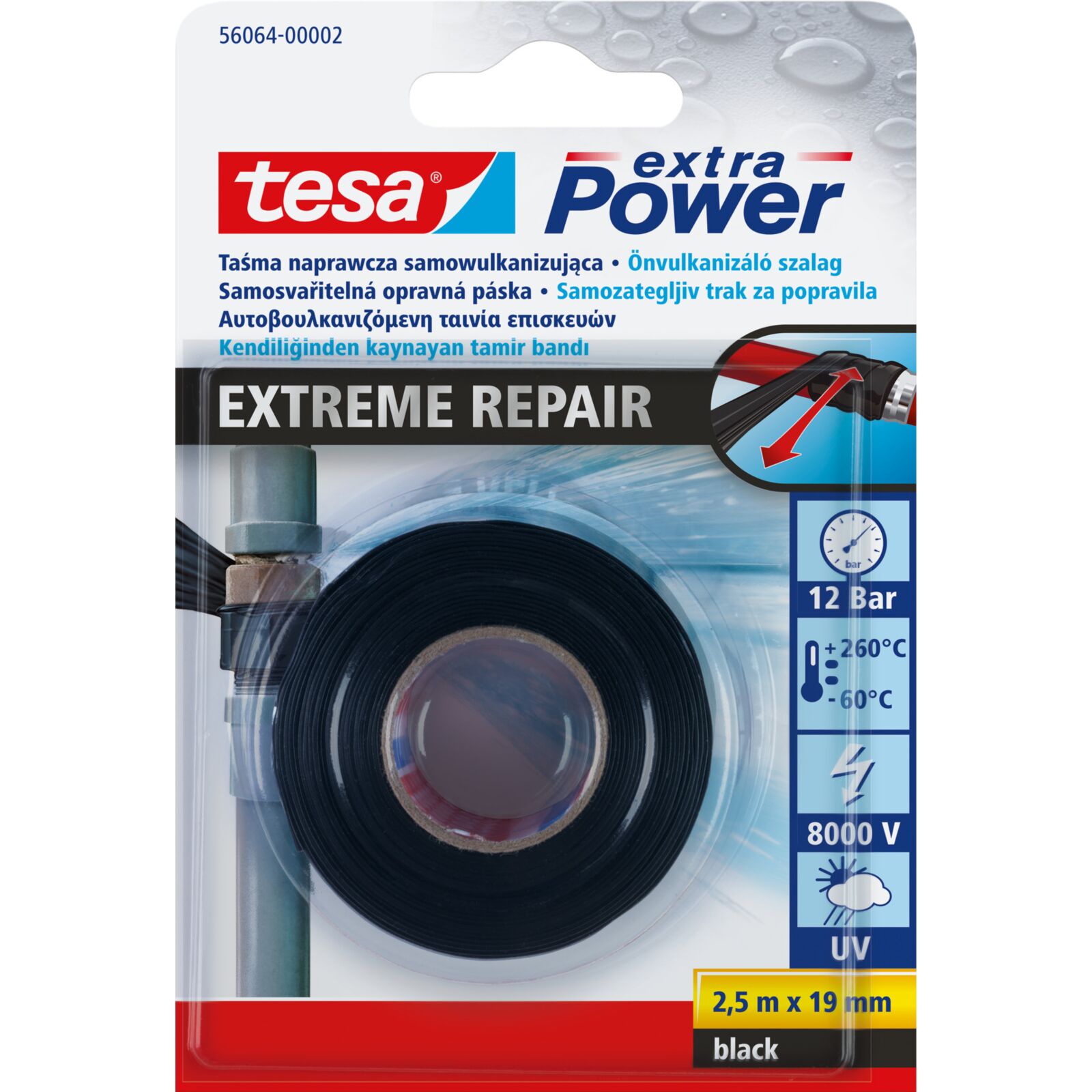 Savaime užsivulkanizuojanti juosta tesa extreme repair 2.5mx19mm juoda