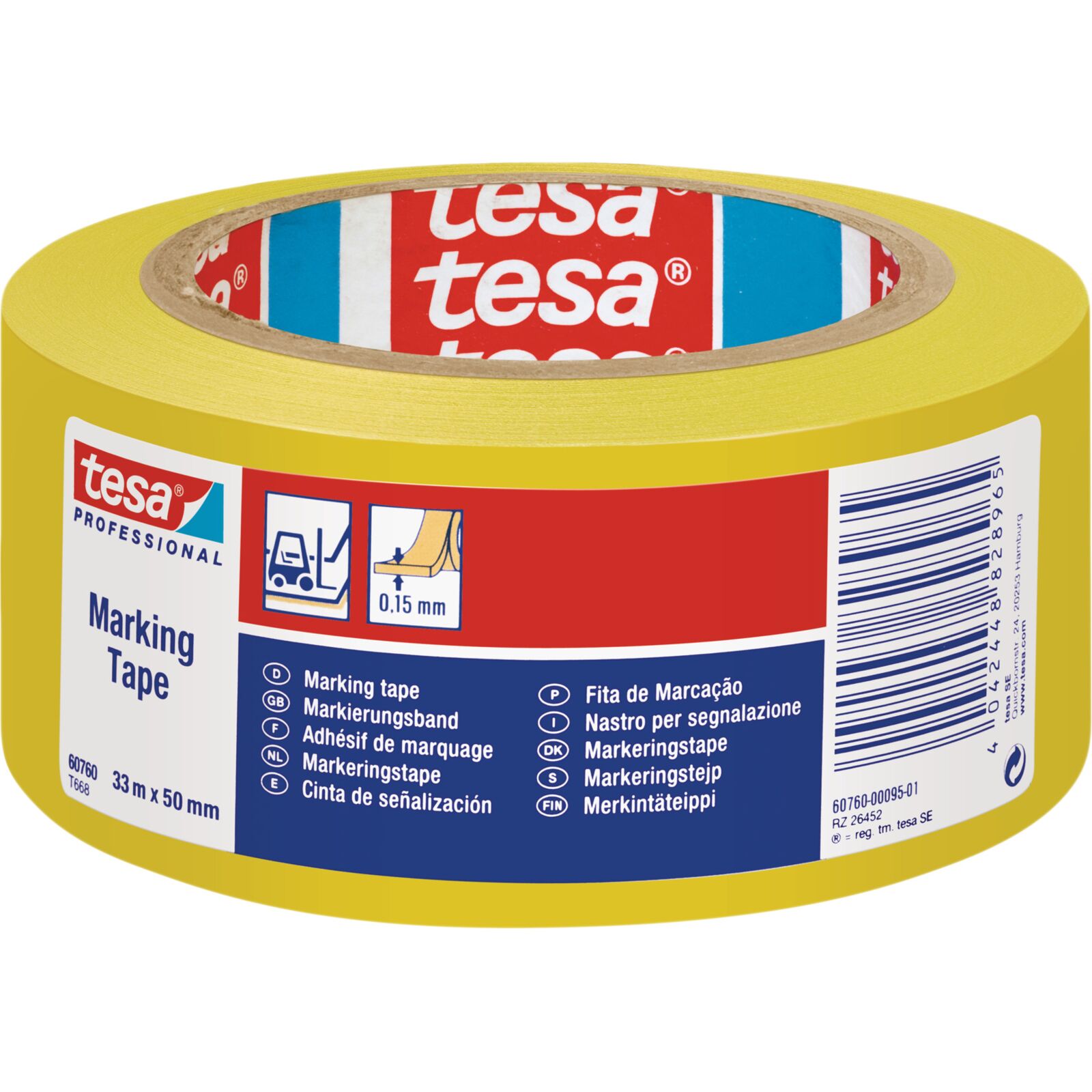 Tesa lipni ženklinimo juosta, 50mm x 33m, geltona
