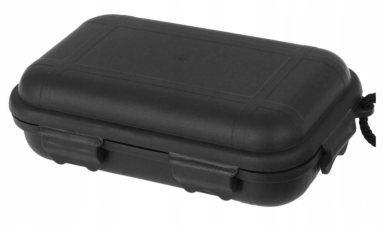 MFH Vandeniui atsparus transportavimo konteineris, juodas, 13,5x8x3,7 cm, su virvele