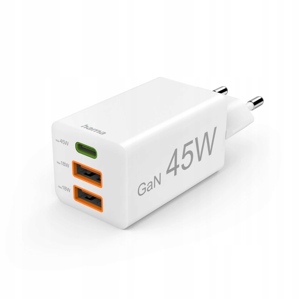 Adapteris Hama Greito Įkrovimo Adapteris, 45 W, 1x USB-C PD, 2x USB-A QC