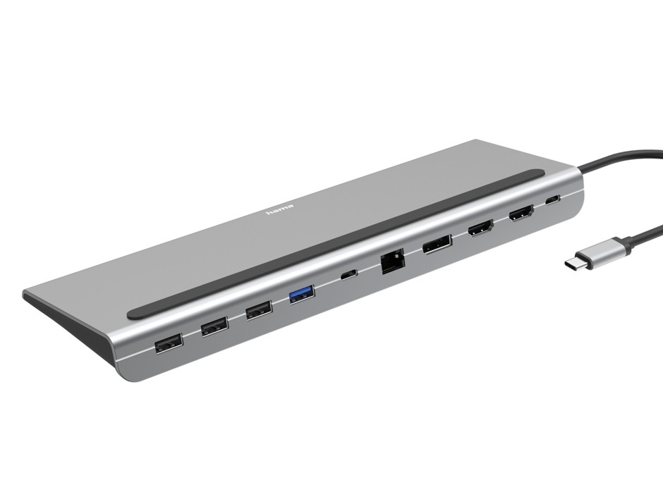 Adapteris hama connect2office pro, usb-c, 10 ports, gray - notebook dock