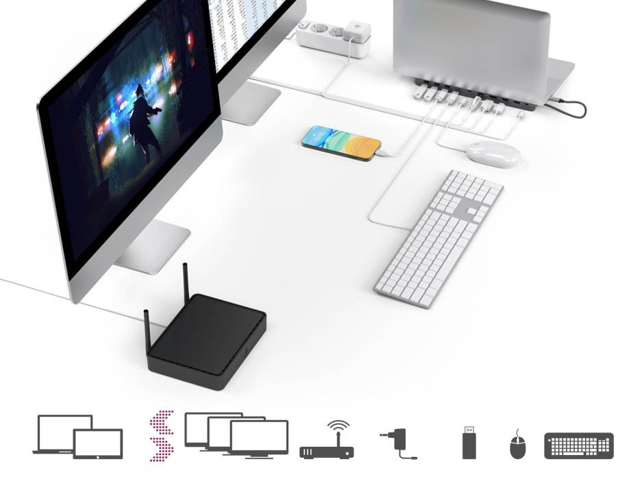 Adapteris hama connect2office pro, usb-c, 10 ports, gray - notebook dock