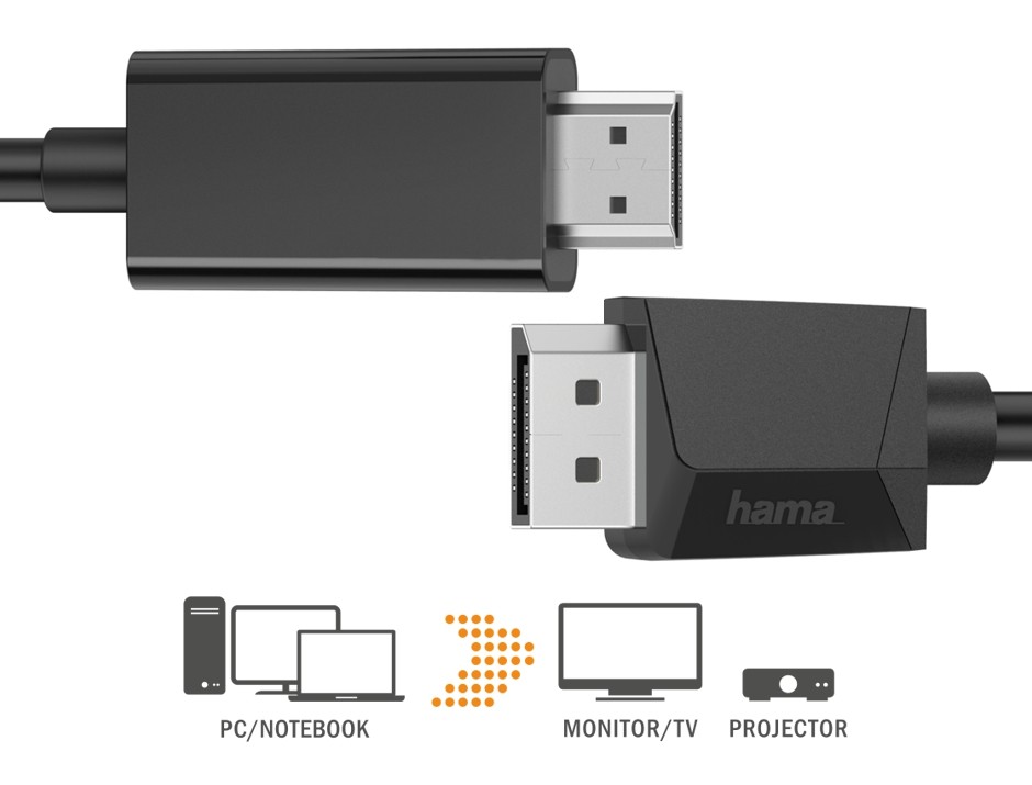 Tinklo laidas hama 002007120000, dp/hdmi, 1.5 m