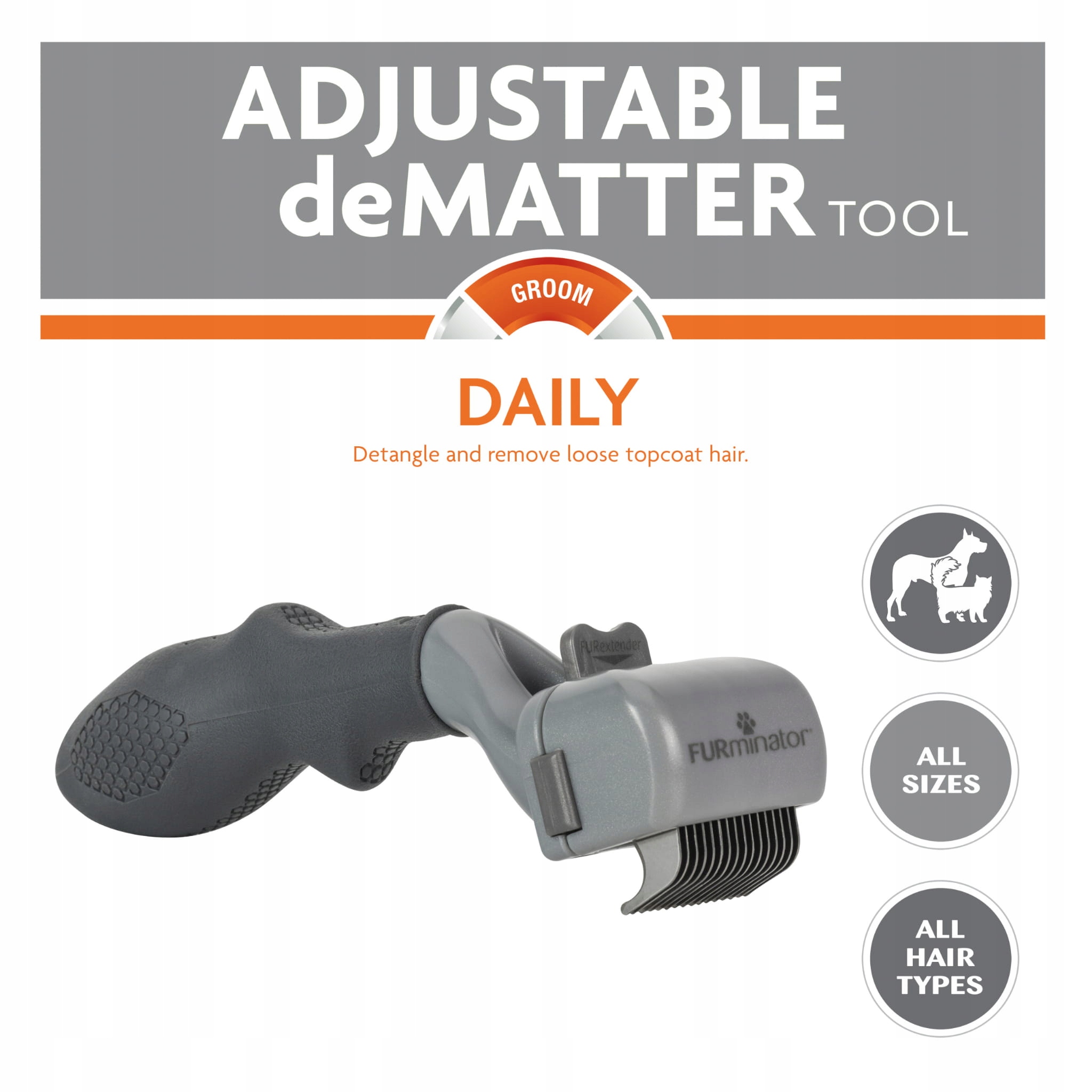 FURminator reguliuojamos šukos augintiniams Adjustable Dematter Tool, 1 vnt