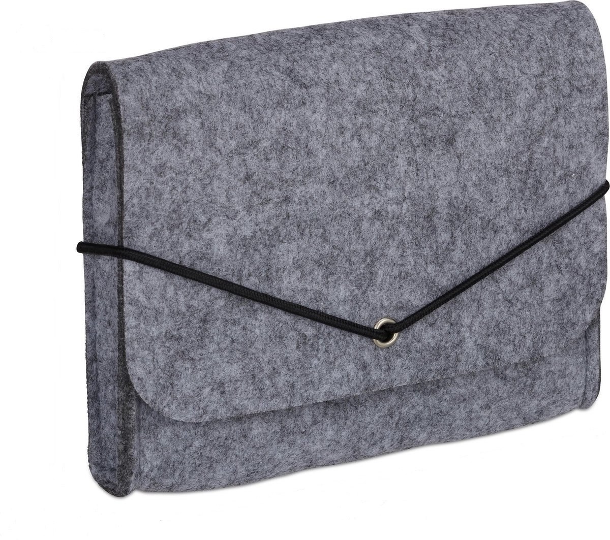 Veltinis dėklas su elastine juostele 15x13 cm pilkas