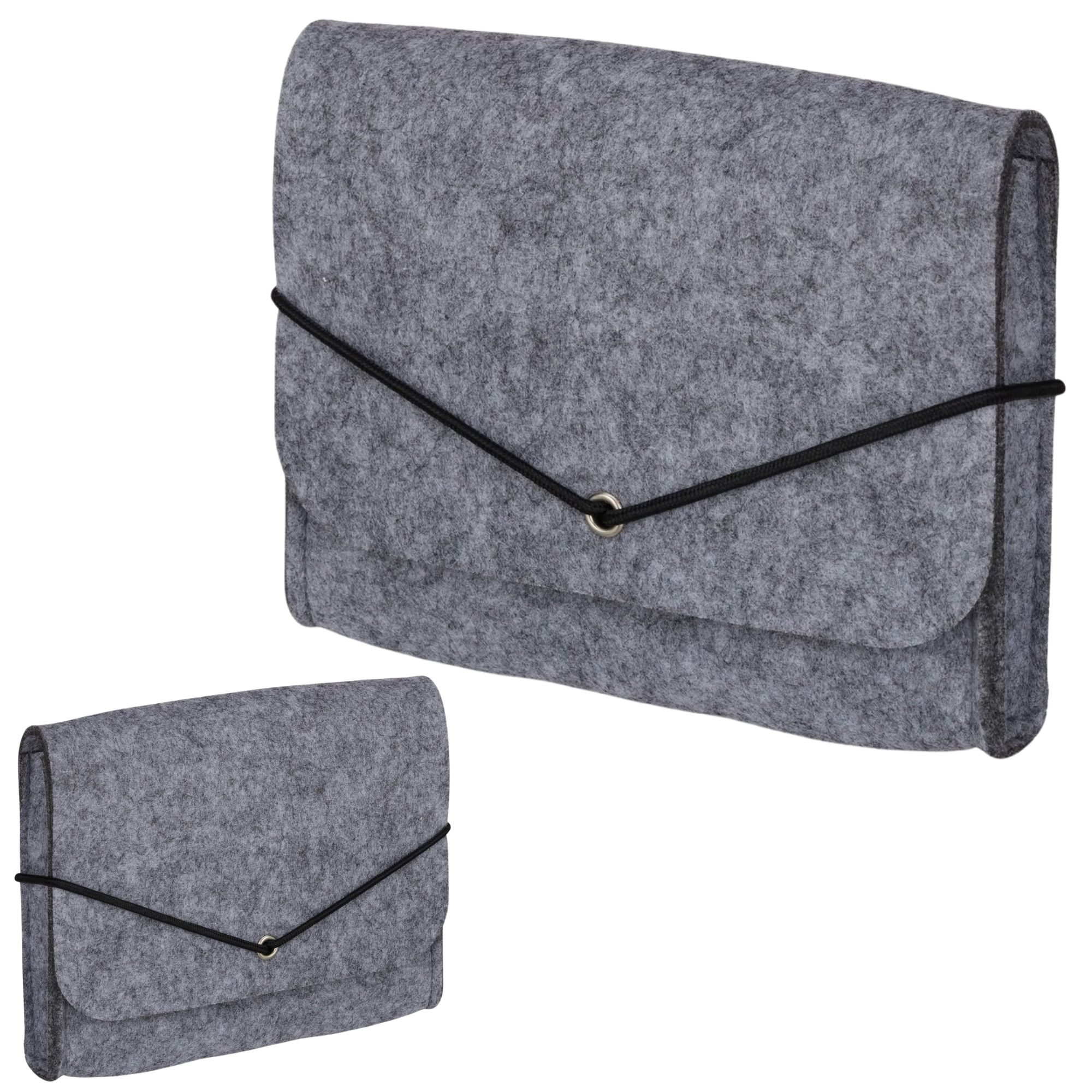 Veltinis dėklas su elastine juostele 15x13 cm pilkas 2