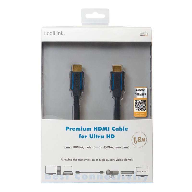 Hdmi laidas logilink hdmi ultra hd 1.8m