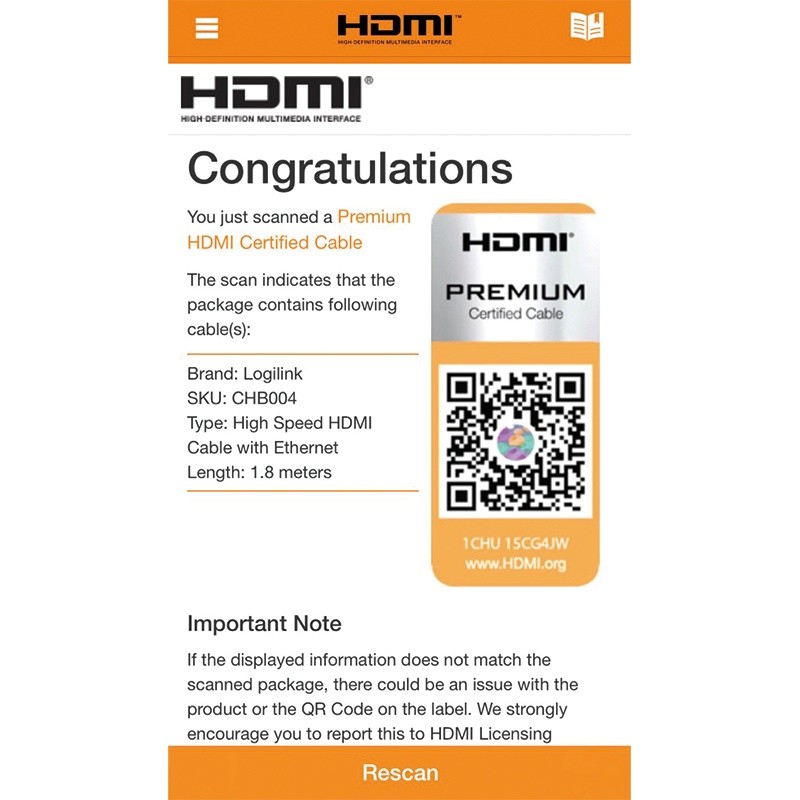 Hdmi laidas logilink hdmi ultra hd 1.8m