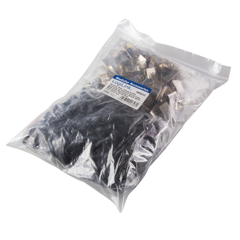 Logilink wtyki rj45 cat.6 100szt. ekranowane z osłoną, czarne-mp0022